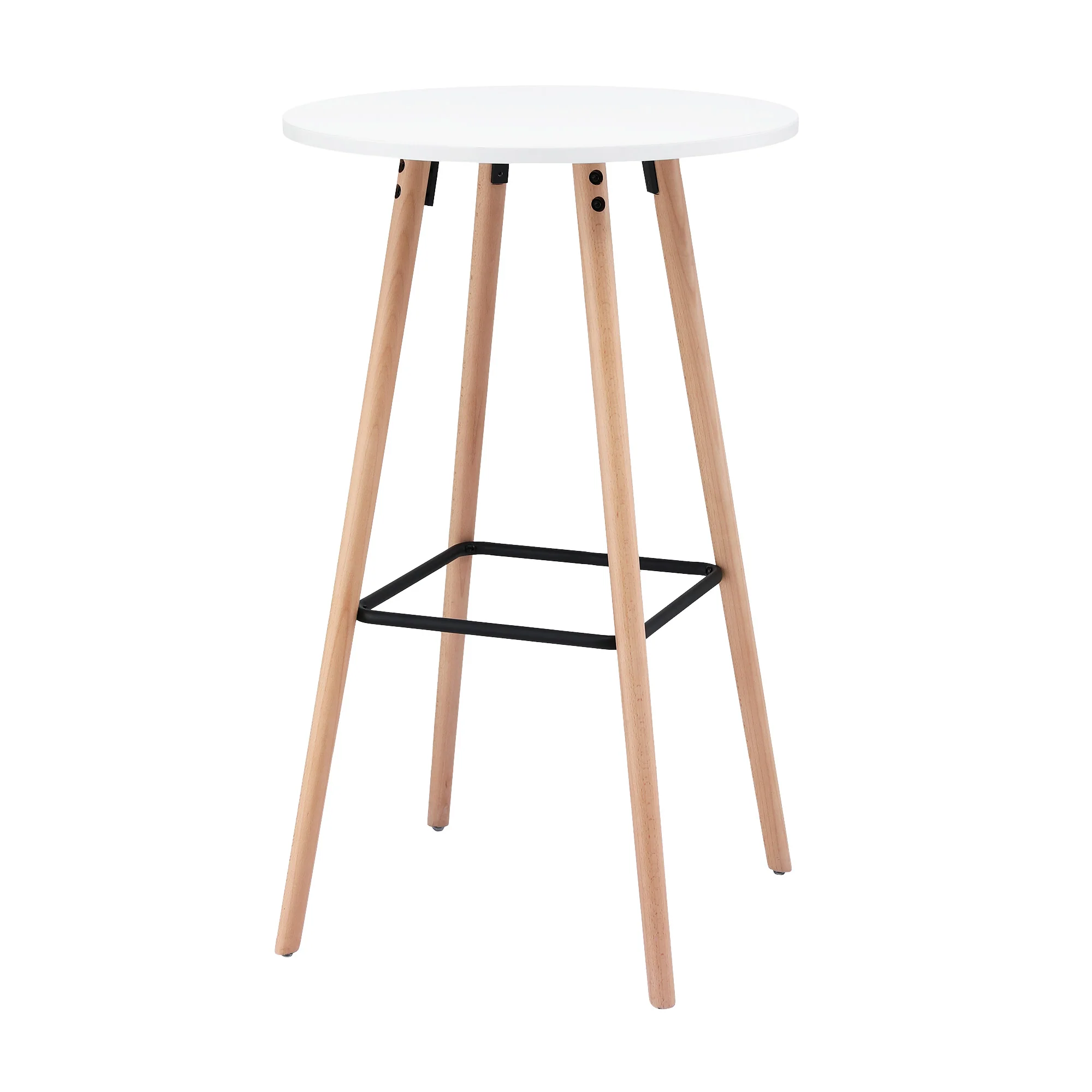 Round Bar Table 98cm Counter Height Kitchen Dining Desk - White - Image 3