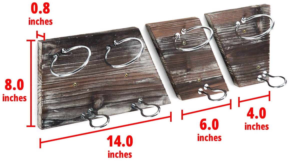 Rustic Wood and Metal Wine Rack Set for 4 Bottle Storage Holder for Home Bar Kitchen Living Room - Image 4