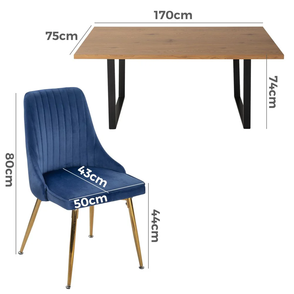 Sabine Marble Dining Set With 6 Blue Velvet Chairs - Image 12