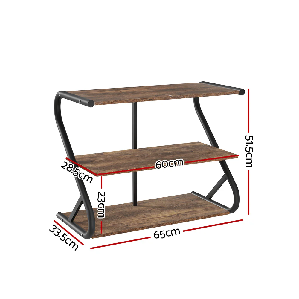 Sawyer 3-Tier Shoe Rack – Walnut & Black - Image 2