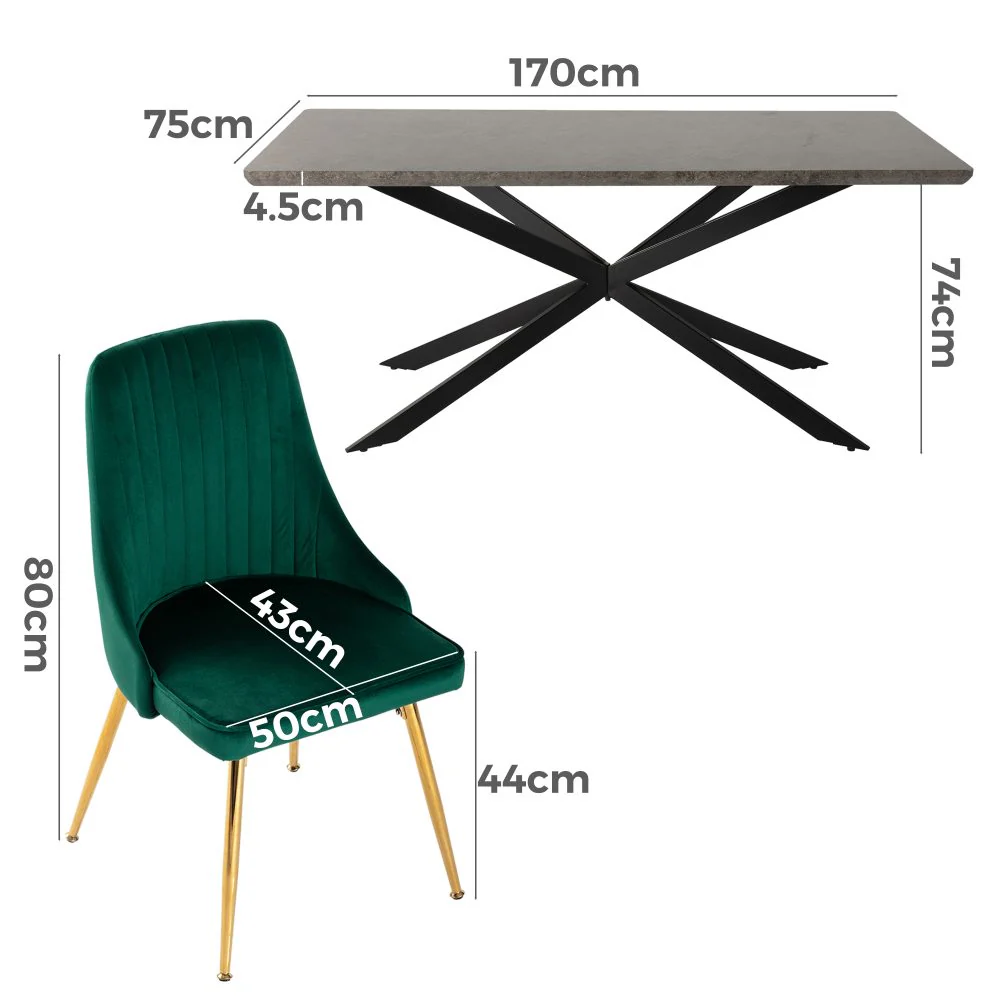 Seraphina Dining Set With 6 Green Velvet Chairs - Image 13