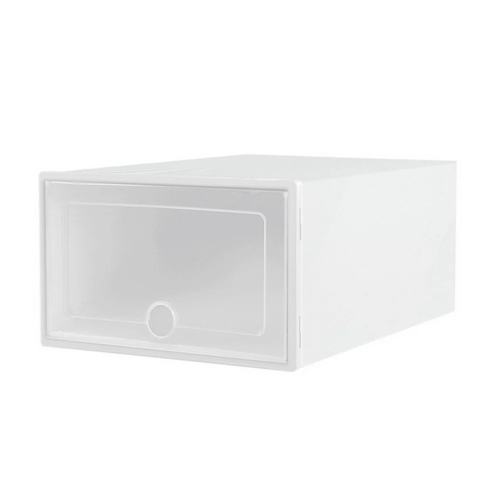 Set of 12 Foldable & Stackable Shoe Storage Boxes – Clear & White - Image 2