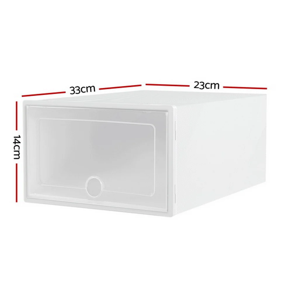 Set of 12 Foldable & Stackable Shoe Storage Boxes – Clear & White - Image 3