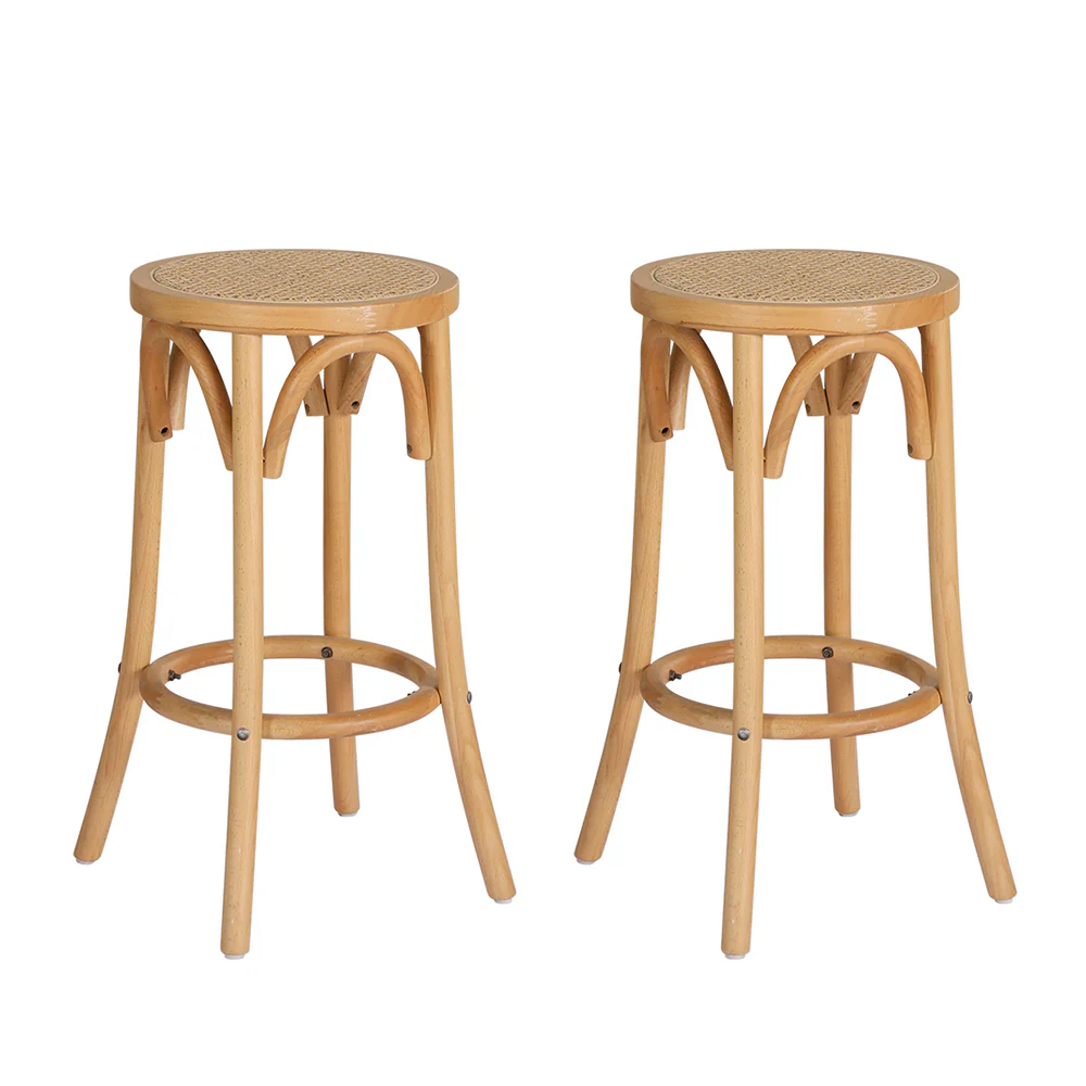 Set of 2 Apri Rattan Seat Bar Stools - Image 7