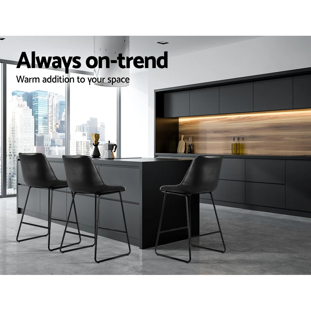 Set of 2 Archer Bar Stools - Black - Image 4