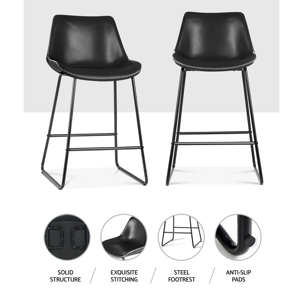 Set of 2 Archer Bar Stools - Black - Image 5