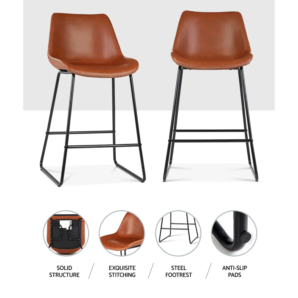 Set of 2 Archer Bar Stools - Brown - Image 5