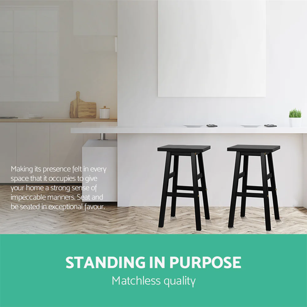 Set of 2 Arden Saddle Seat Bar Stools - Black - Image 4