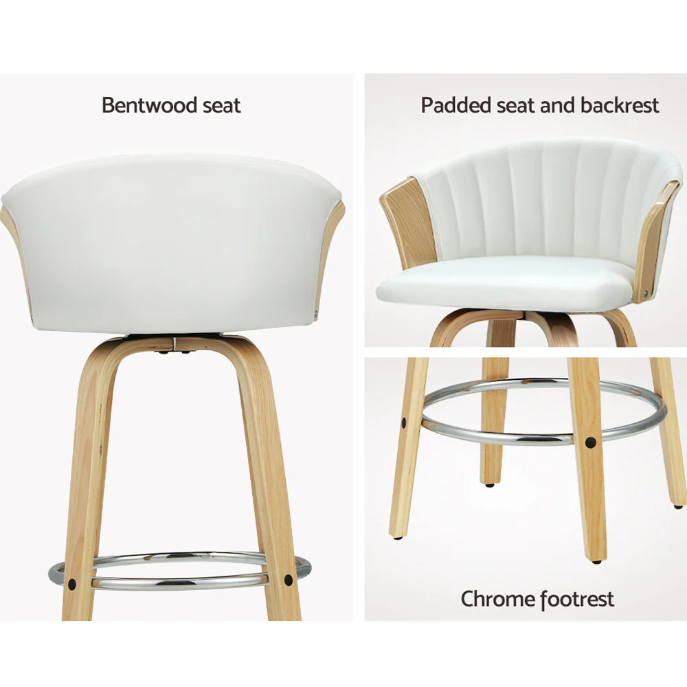 Set of 2 Astoria Bentwood Bar Stools – White - Image 4