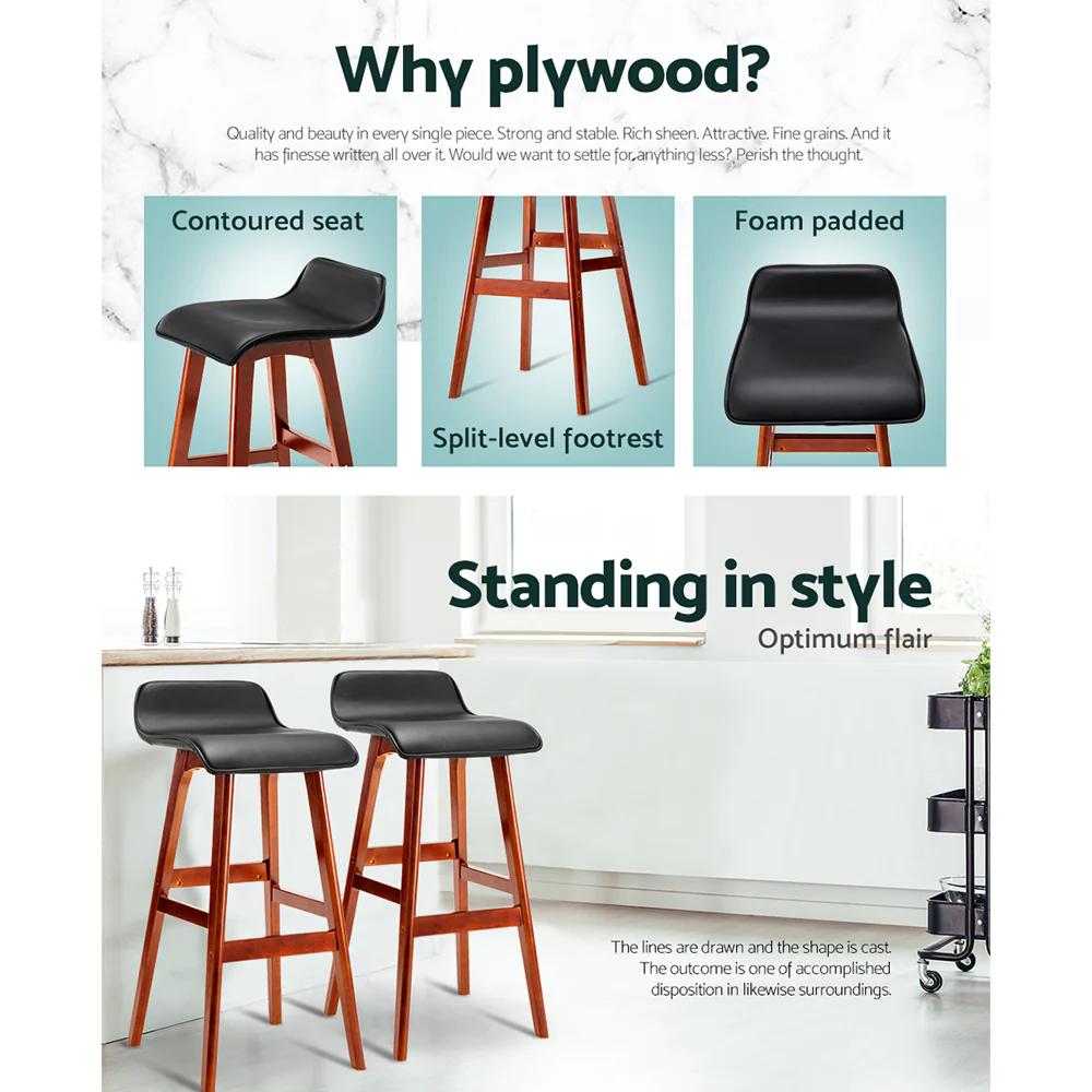Set of 2 Aurelia Bentwood Bar Stools - Black - Image 5