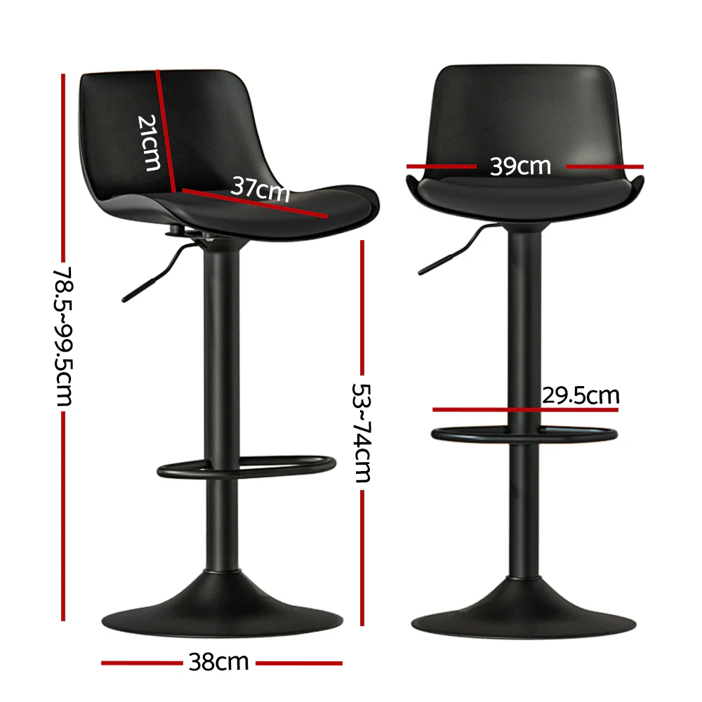 Set of 2 Aurora Gas Lift Bar Stools - Black - Image 2