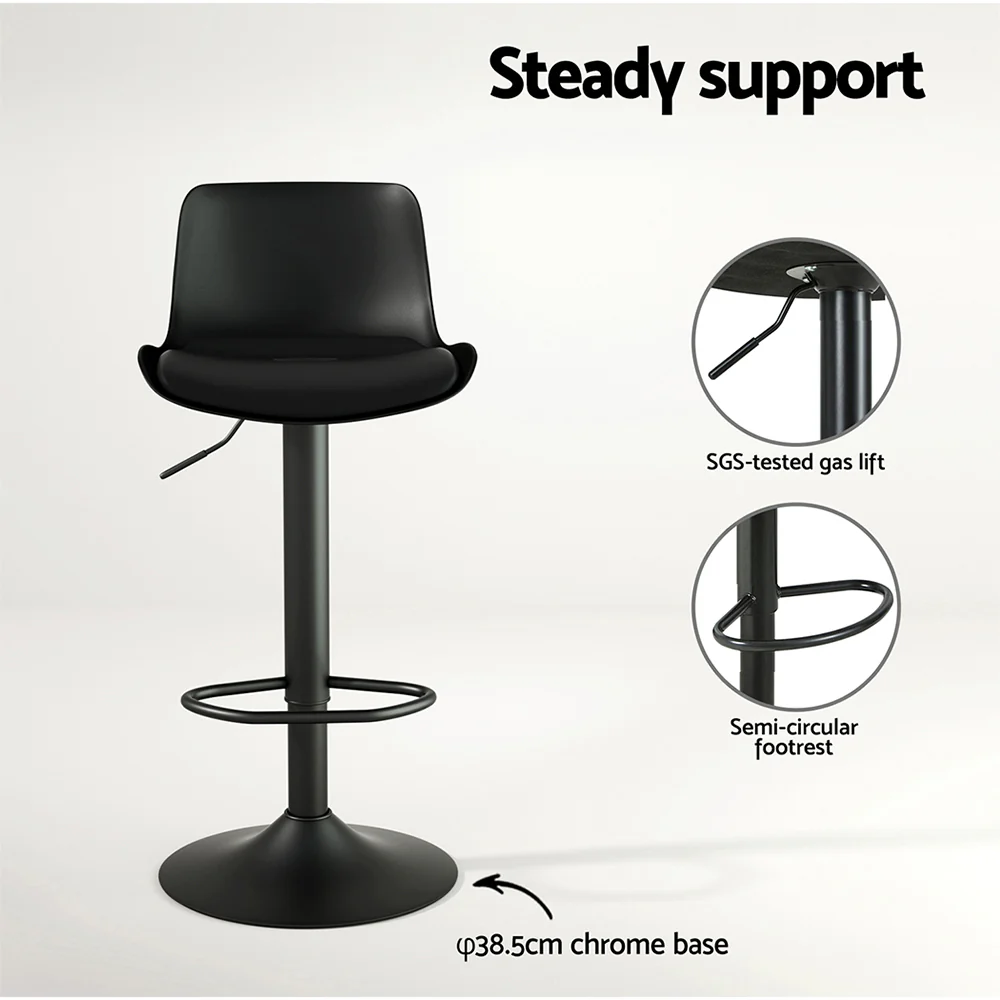 Set of 2 Aurora Gas Lift Bar Stools - Black - Image 5