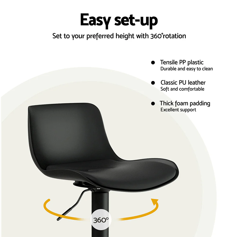 Set of 2 Aurora Gas Lift Bar Stools - Black - Image 6
