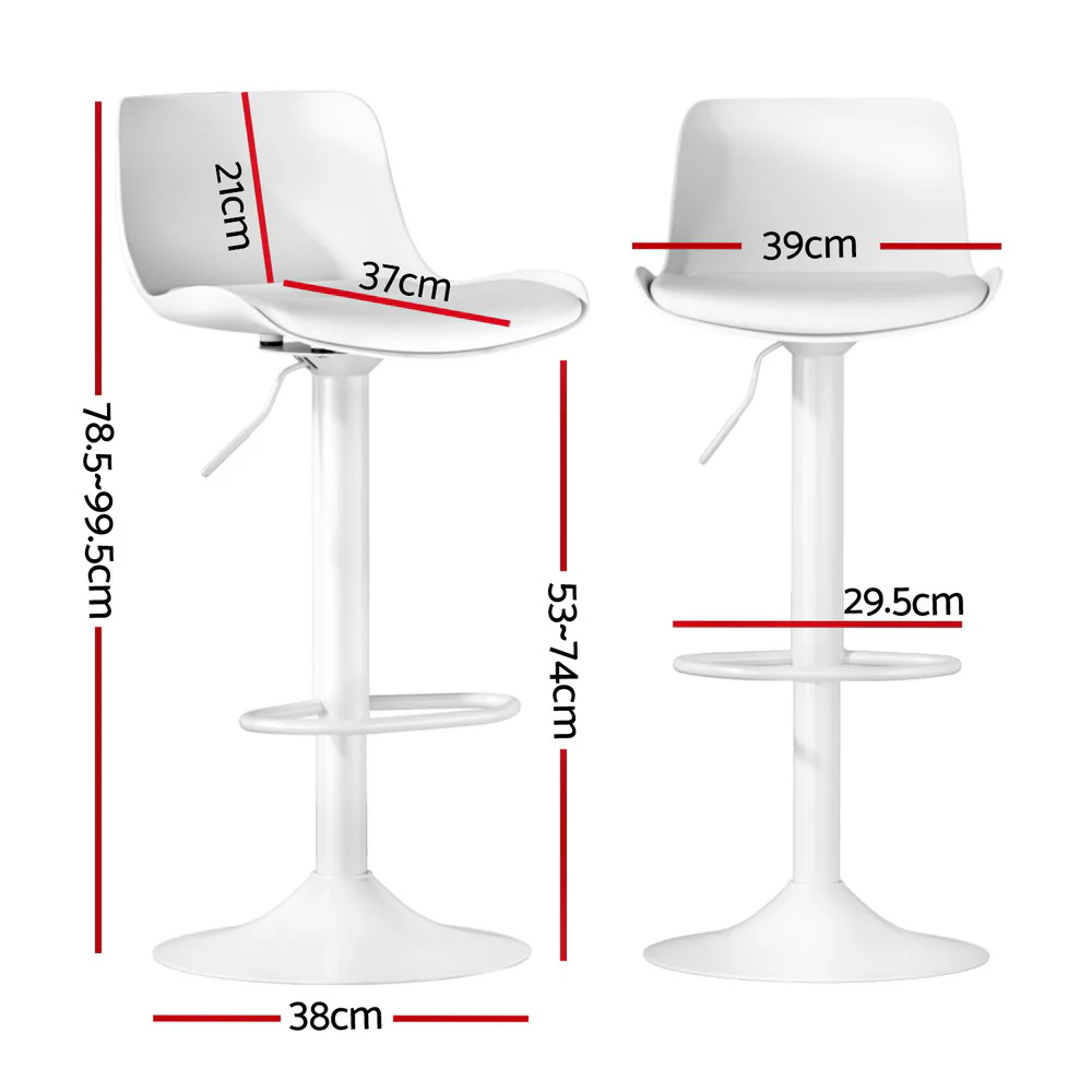 Set of 2 Aurora Gas Lift Bar Stools - Classic White - Image 2