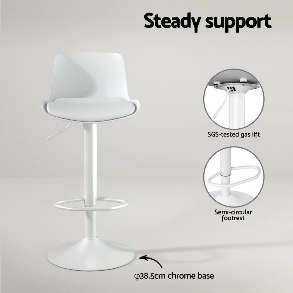 Set of 2 Aurora Gas Lift Bar Stools - Classic White - Image 5