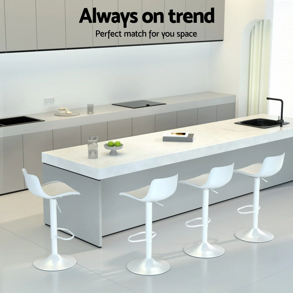 Set of 2 Aurora Gas Lift Bar Stools - Classic White - Image 7