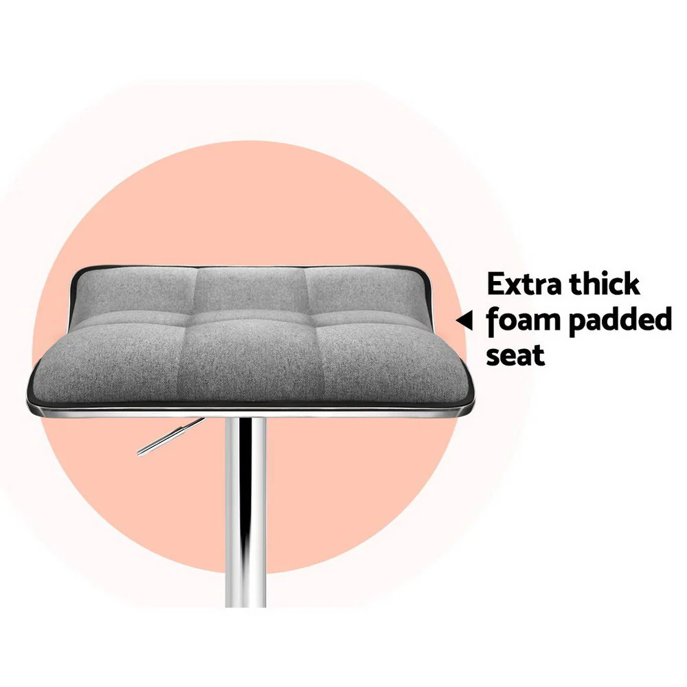 Set of 2 Avianna Swivel Bar Stools - Grey & Chrome - Image 4