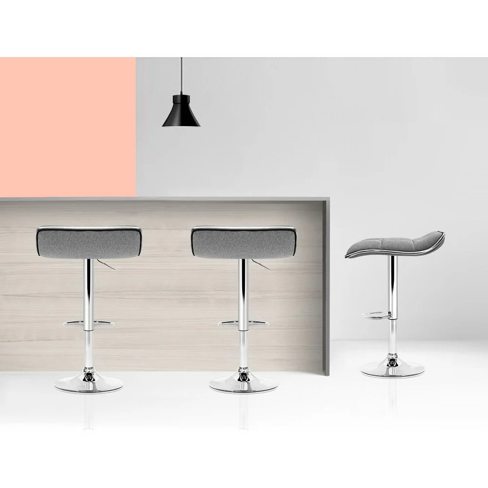 Set of 2 Avianna Swivel Bar Stools - Grey & Chrome - Image 6