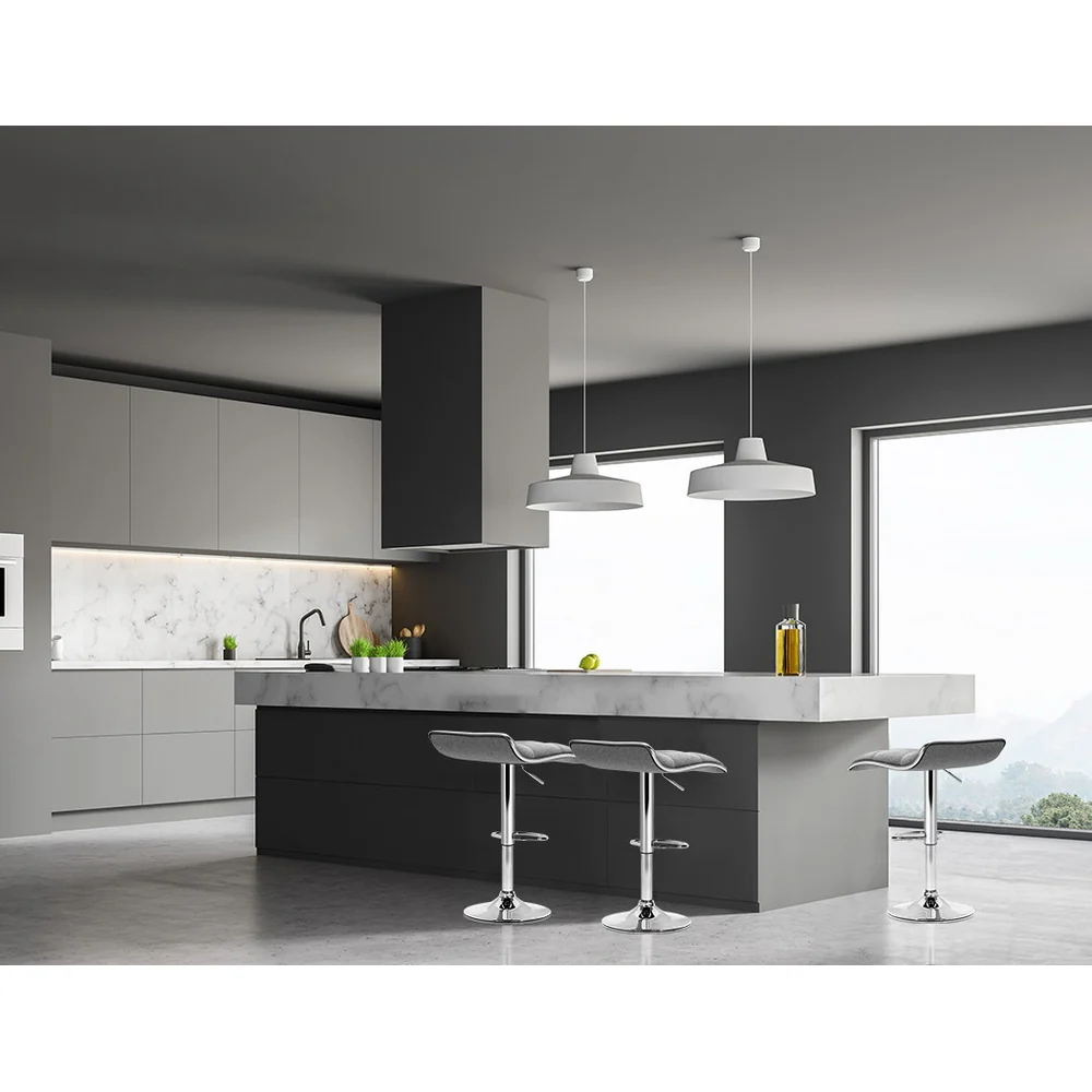 Set of 2 Avianna Swivel Bar Stools - Grey & Chrome - Image 7
