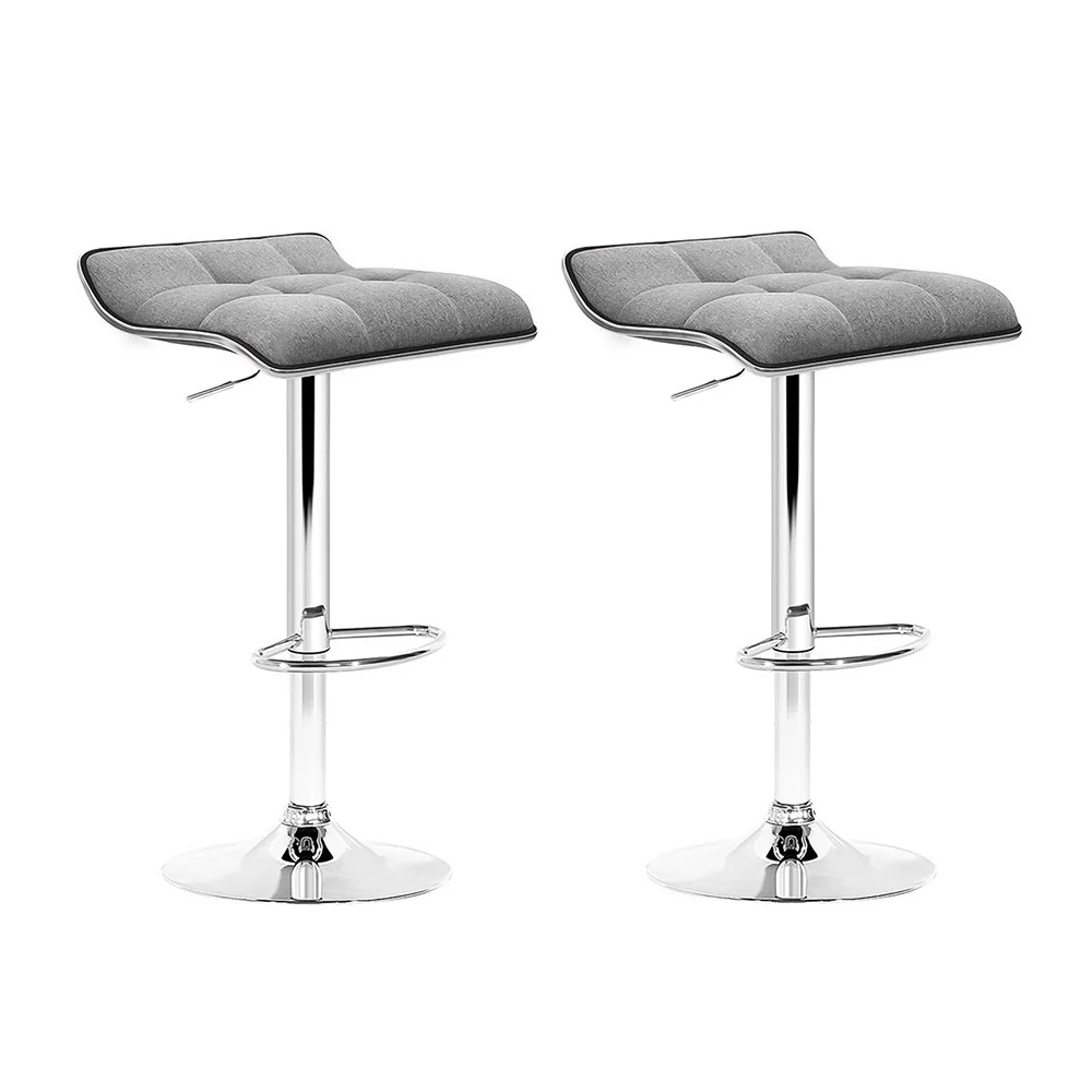 Set of 2 Avianna Swivel Bar Stools - Grey & Chrome - Image 8