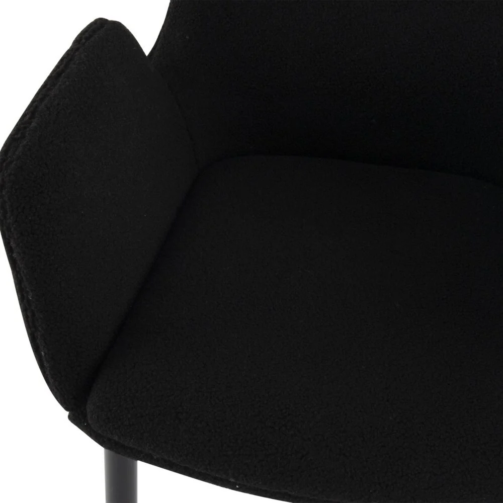 Set of 2 Beverley Boucle Sherpa Fabric Dining Chairs - Charcoal - Image 10