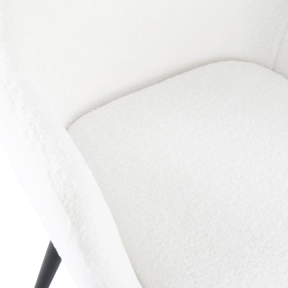 Set of 2 Beverley Boucle Sherpa Fabric Dining Chairs - White - Image 10