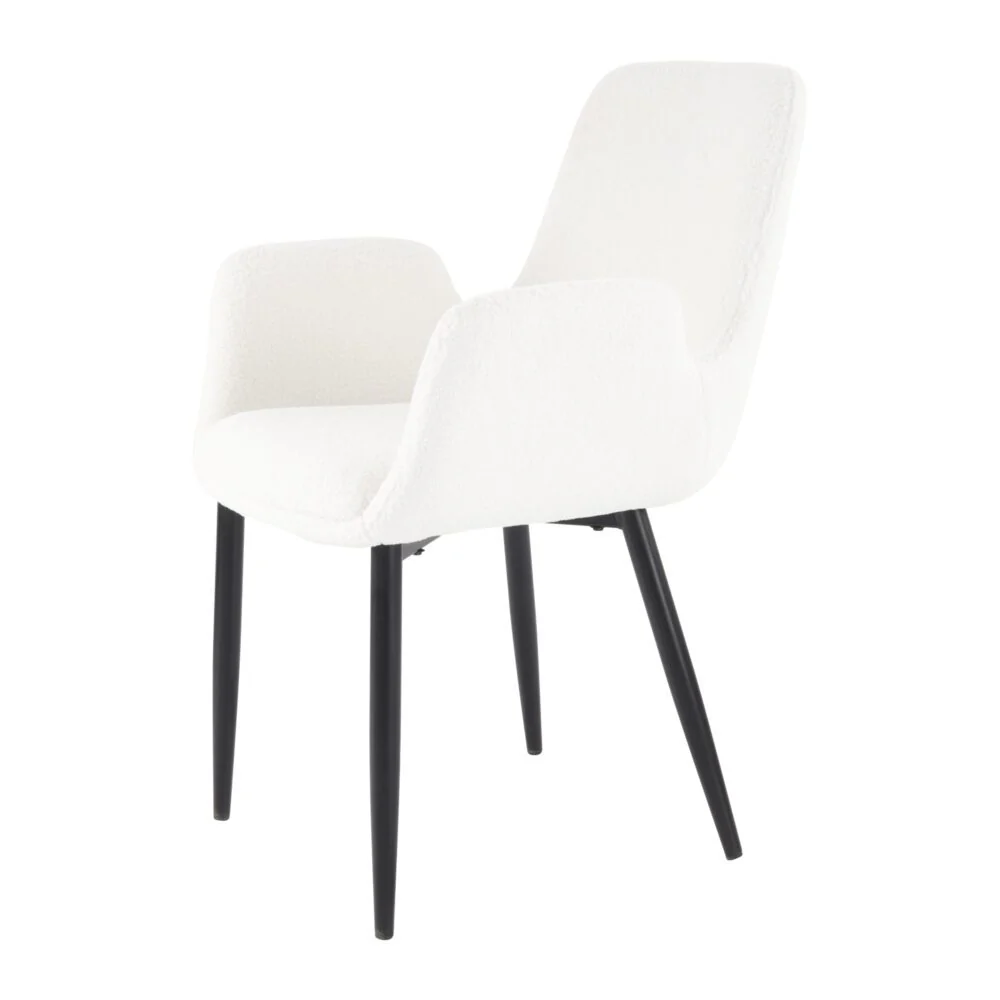 Set of 2 Beverley Boucle Sherpa Fabric Dining Chairs - White - Image 7