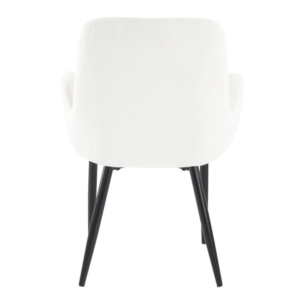 Set of 2 Beverley Boucle Sherpa Fabric Dining Chairs - White - Image 9