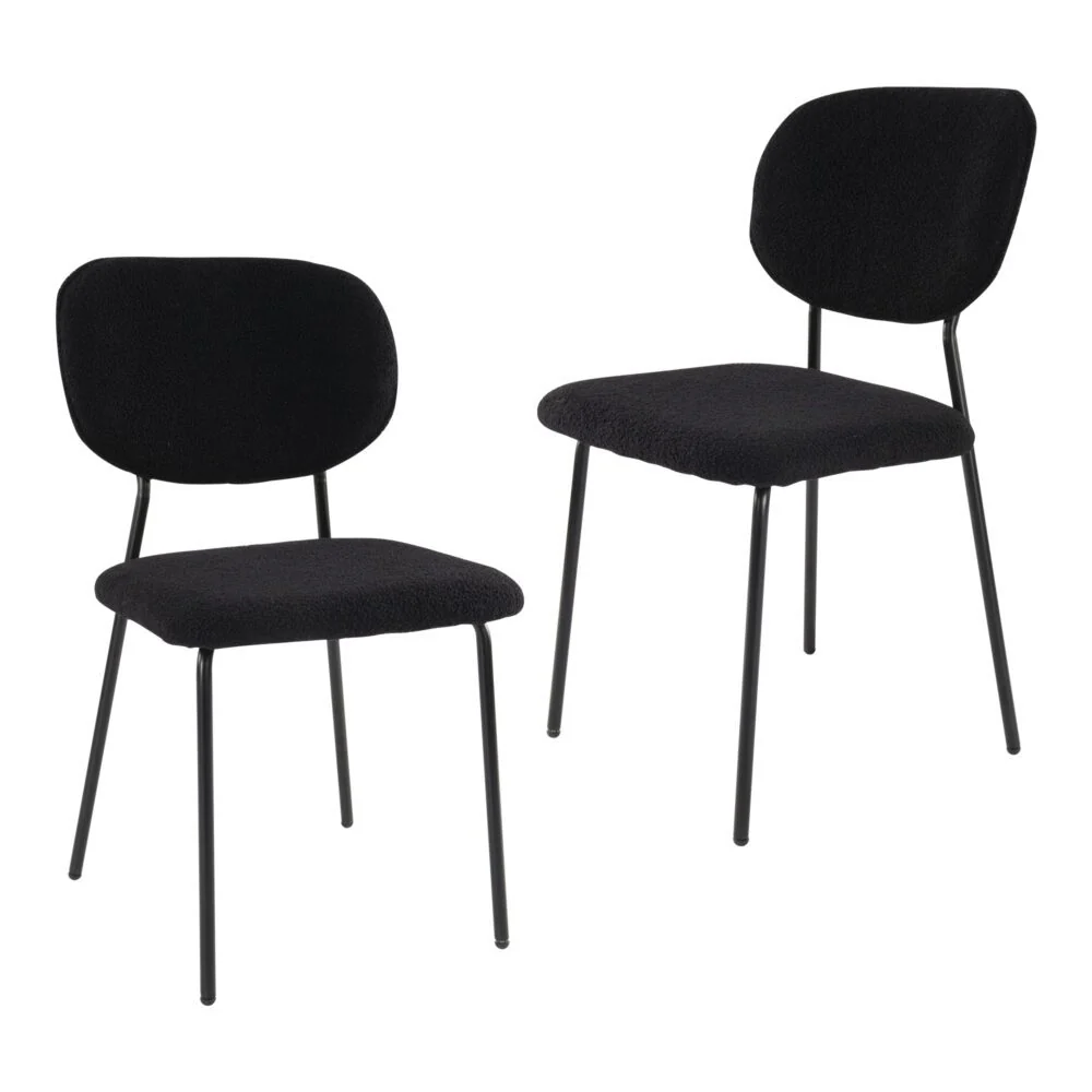Set of 2 Bianca Boucle Fabric Dining Chairs - Charcoal - Image 4