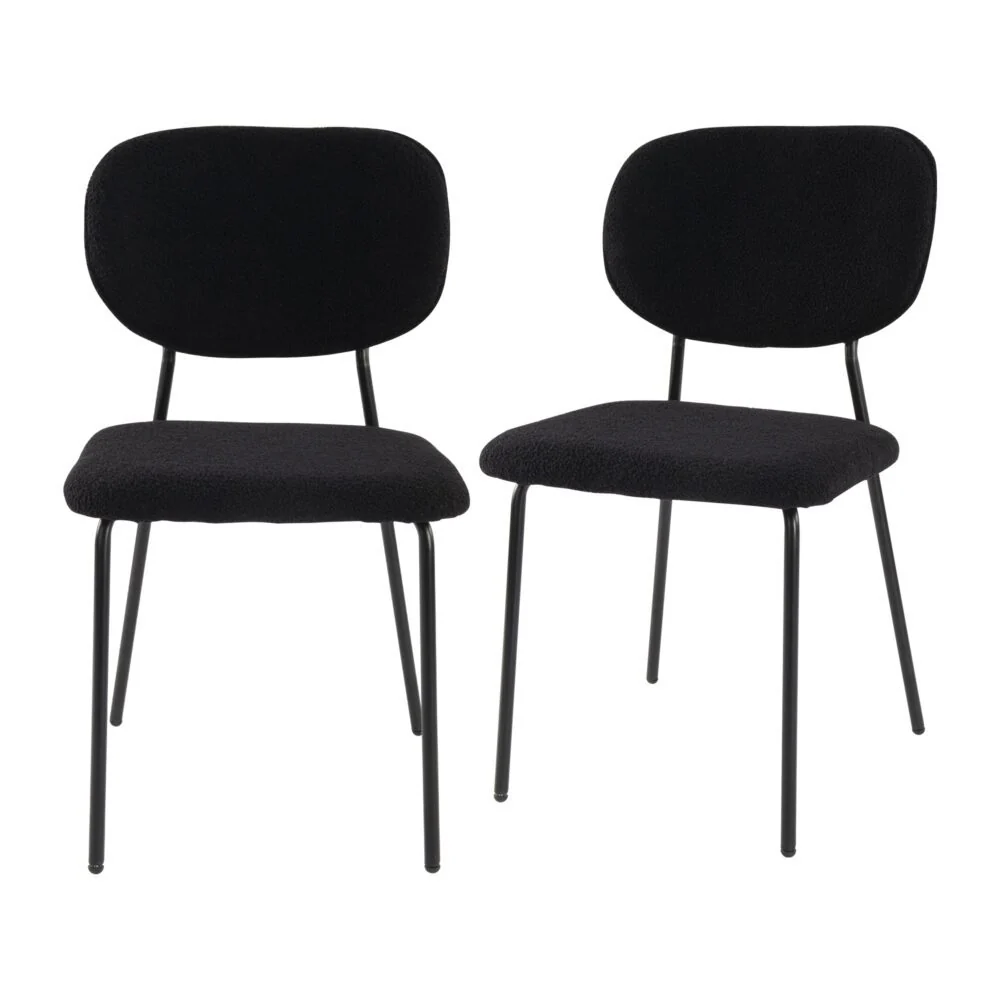 Set of 2 Bianca Boucle Fabric Dining Chairs - Charcoal - Image 5