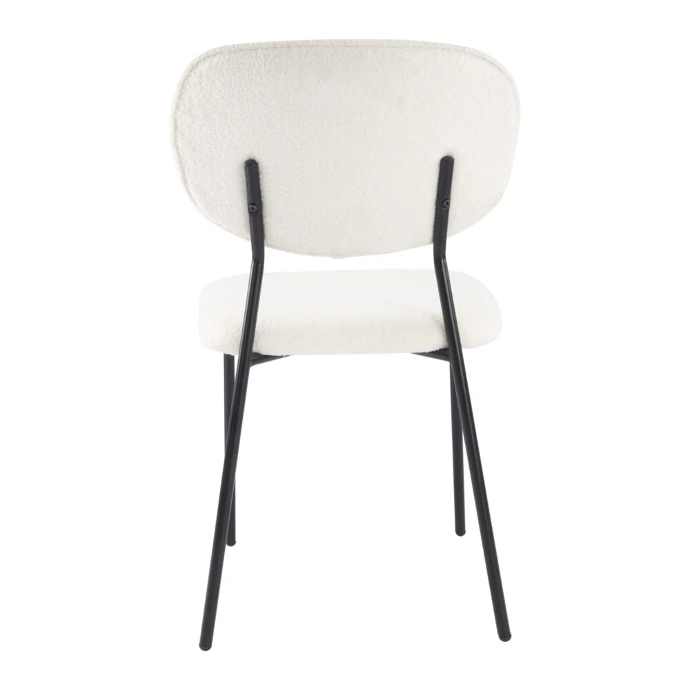 Set of 2 Bianca Boucle Fabric Dining Chairs - White - Image 10