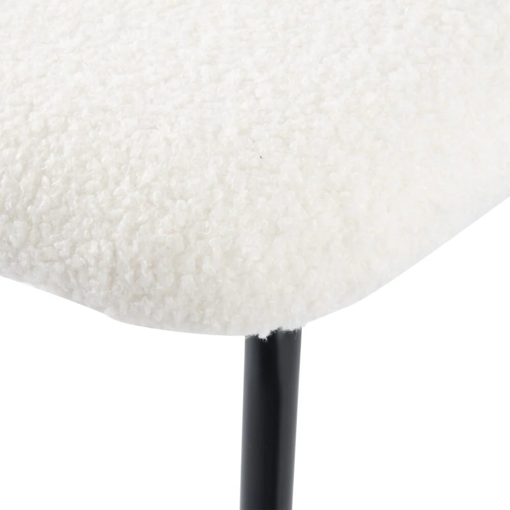 Set of 2 Bianca Boucle Fabric Dining Chairs - White - Image 11