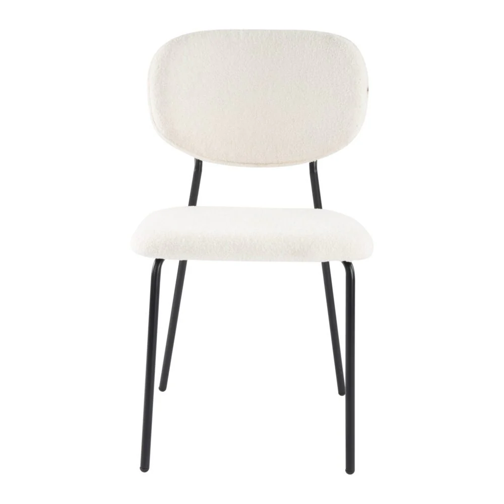 Set of 2 Bianca Boucle Fabric Dining Chairs - White - Image 7