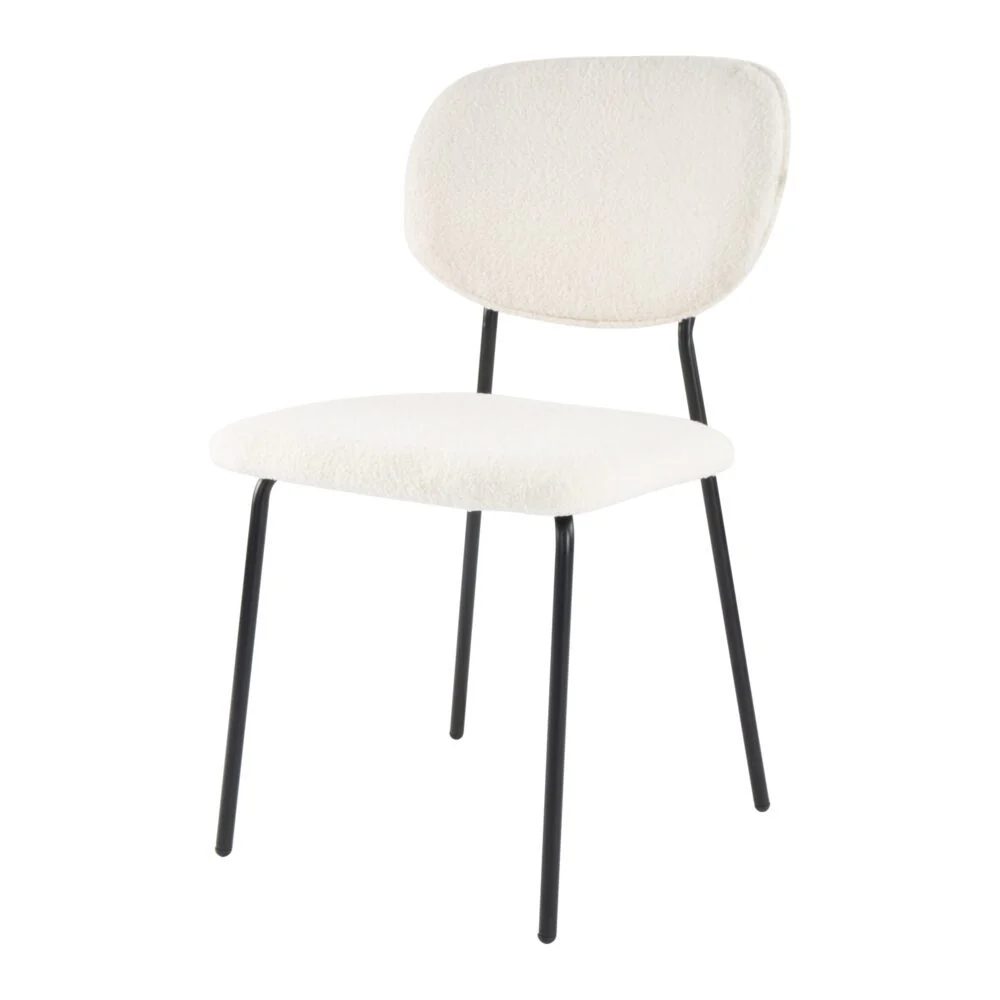 Set of 2 Bianca Boucle Fabric Dining Chairs - White - Image 8