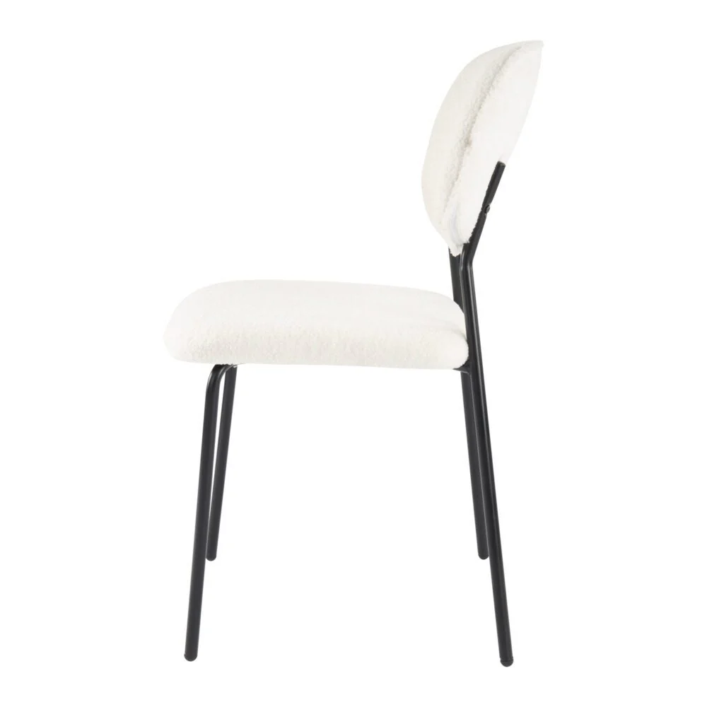 Set of 2 Bianca Boucle Fabric Dining Chairs - White - Image 9
