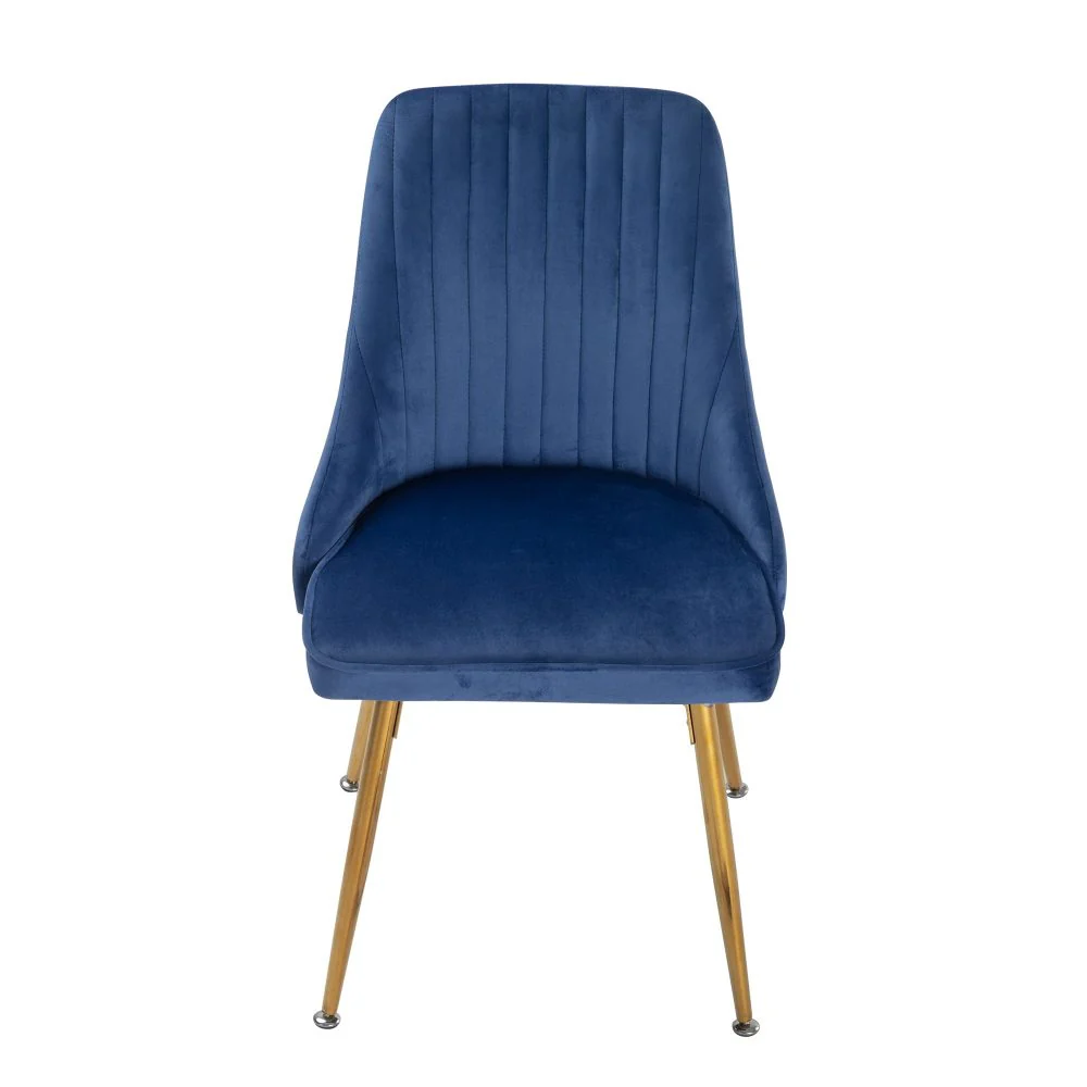 Set of 2 Blue Velvet Dining Chairs - Image 3