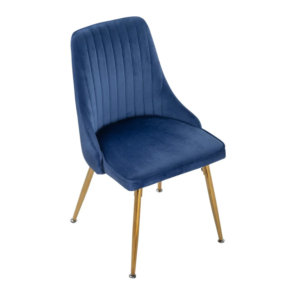 Set of 2 Blue Velvet Dining Chairs - Image 5