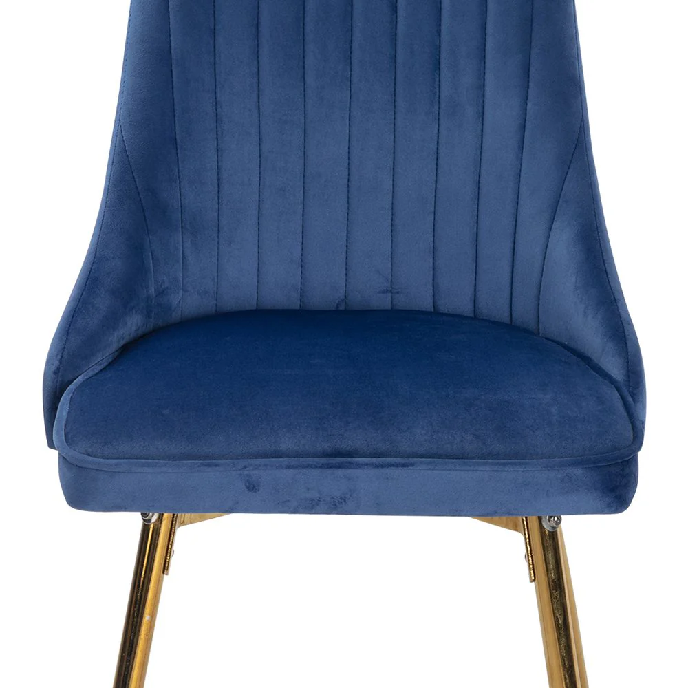 Set of 2 Blue Velvet Dining Chairs - Image 7