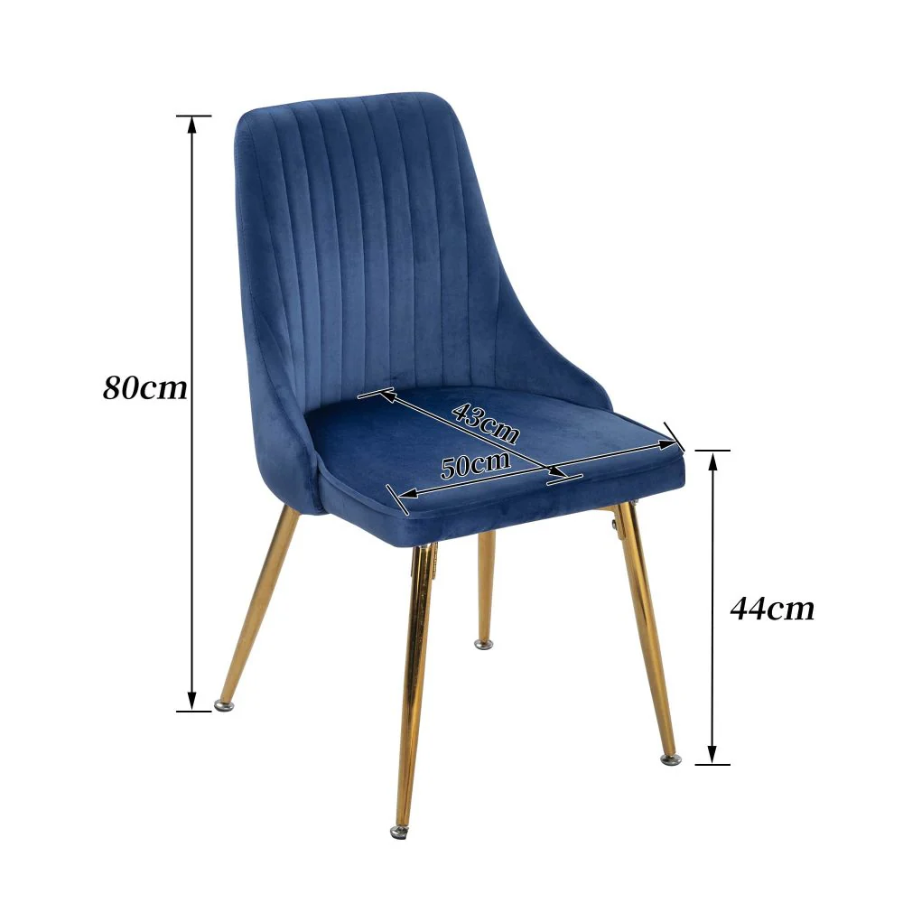 Set of 2 Blue Velvet Dining Chairs - Image 8