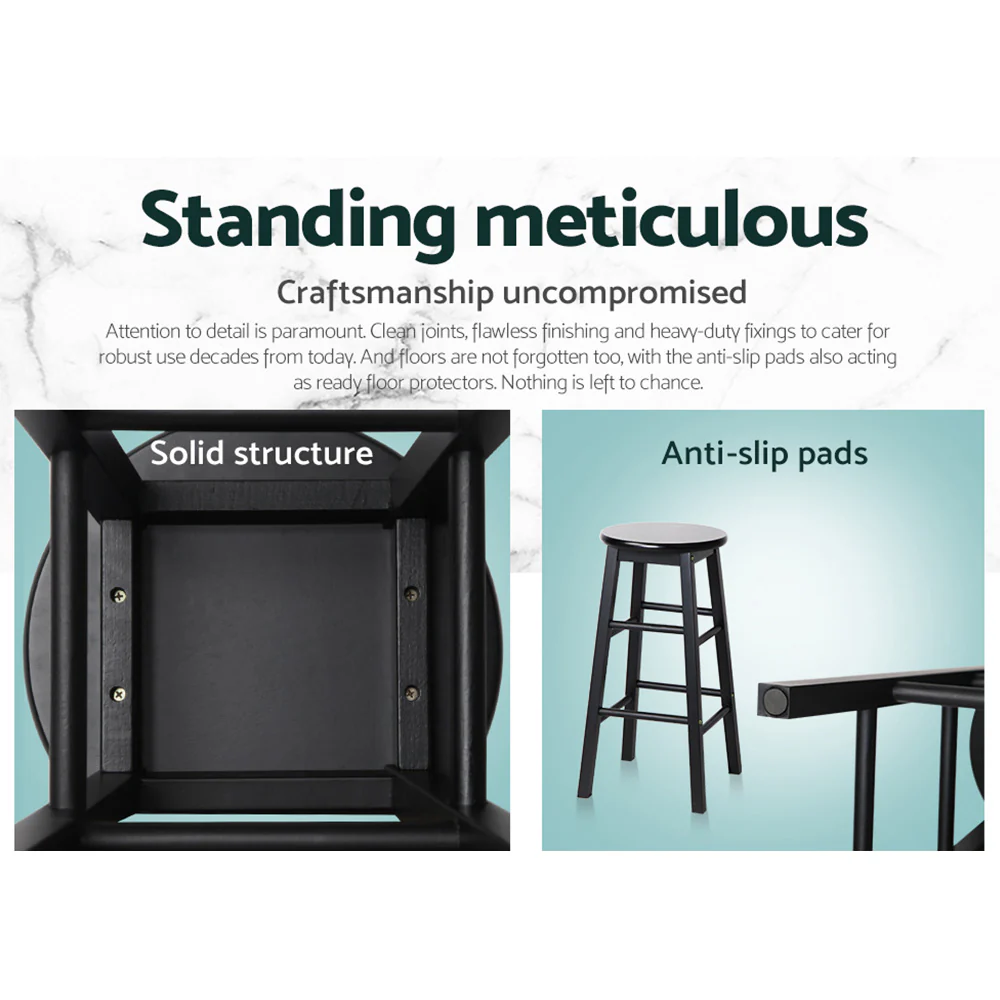Set of 2 Callan Solid Wood Bar Stools - Black - Image 5