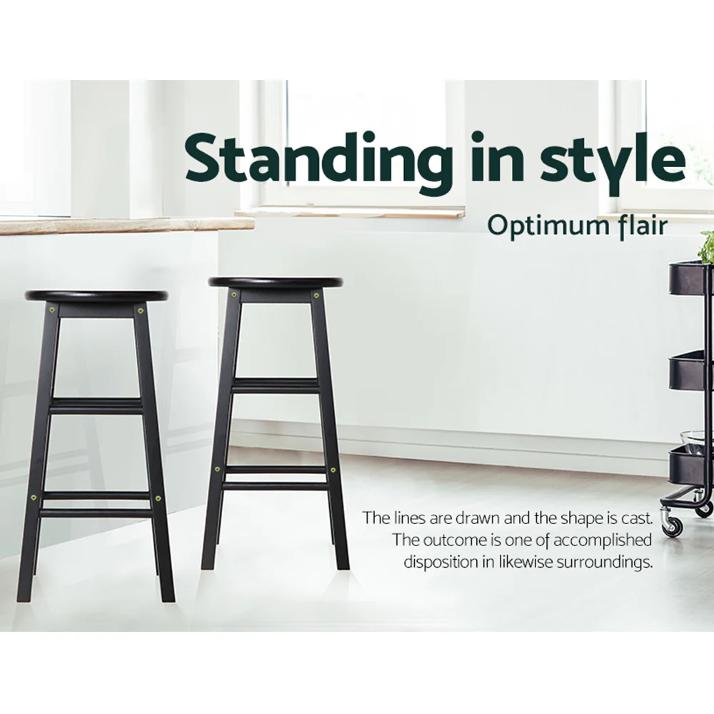 Set of 2 Callan Solid Wood Bar Stools - Black - Image 6
