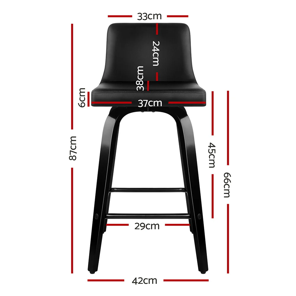 Set of 2 Carter Bentwood Bar Stools – Black - Image 2