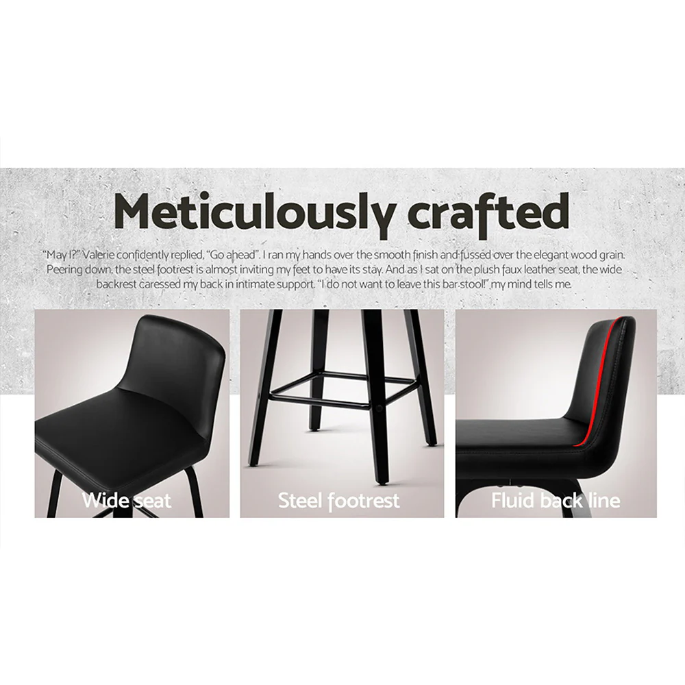 Set of 2 Carter Bentwood Bar Stools – Black - Image 6