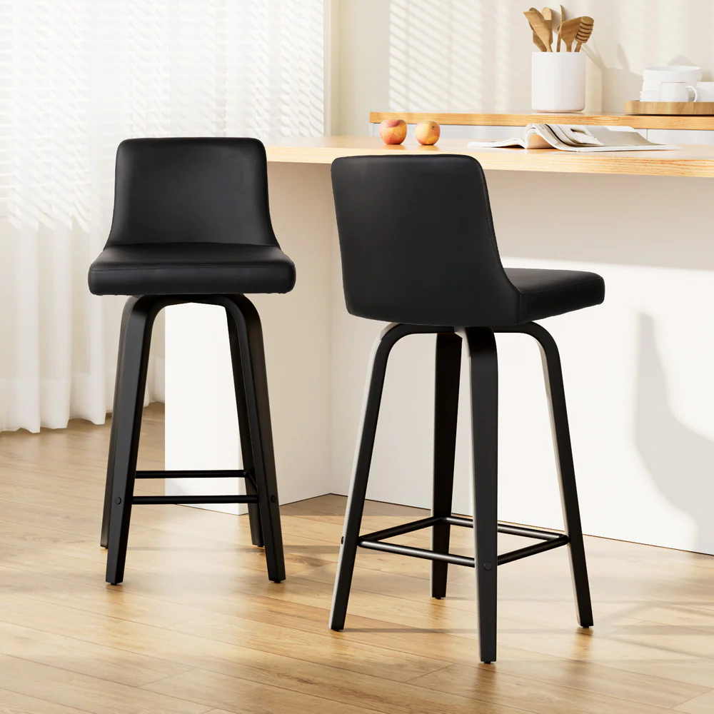 Set of 2 Carter Bentwood Bar Stools – Black - Image 8