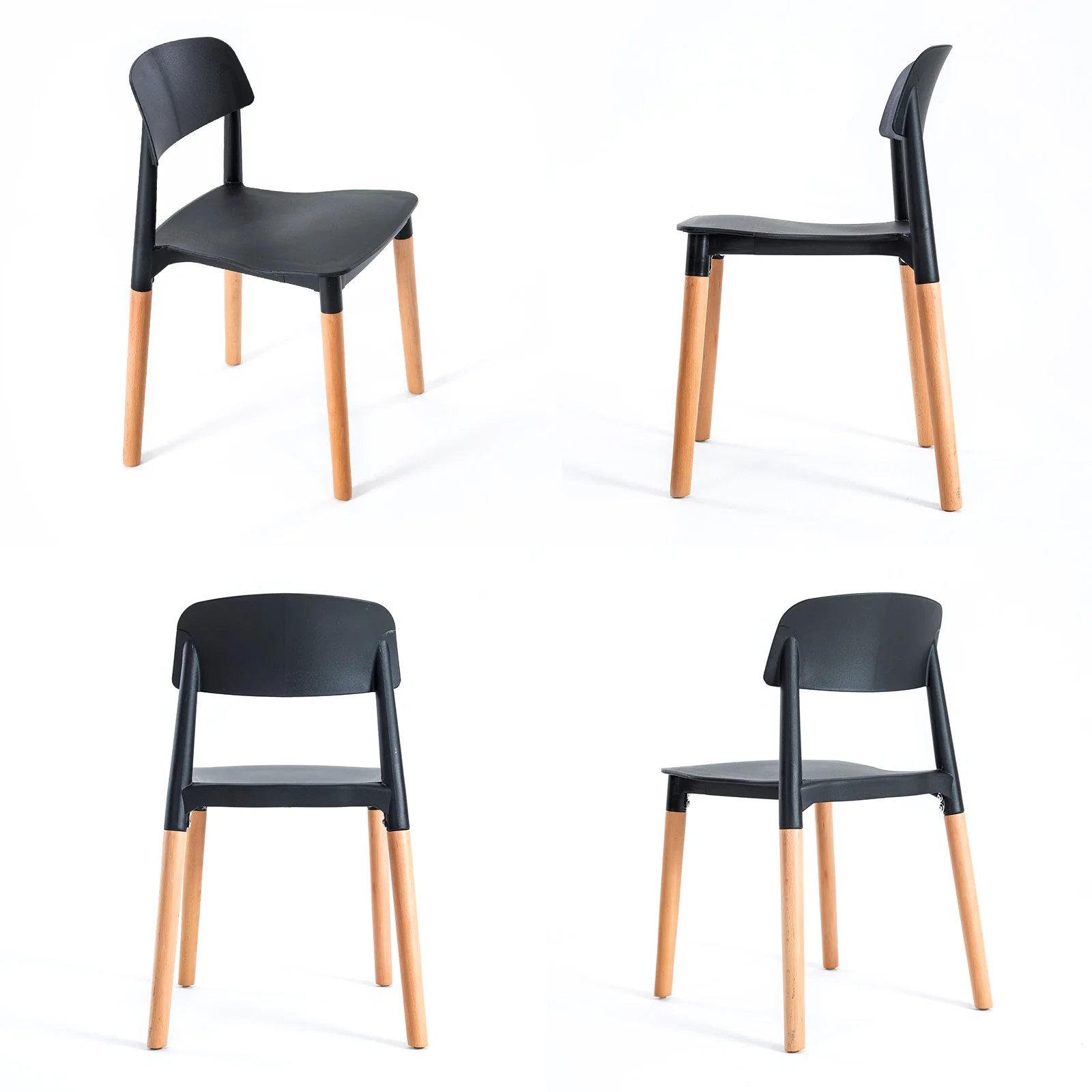Set of 2 Celeste Retro Stackable Dining Chairs - Black - Image 2