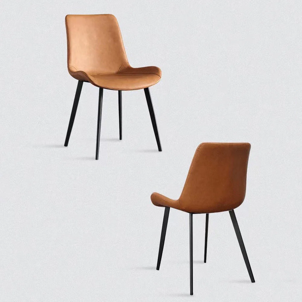 Set of 2 Delilah Dining Chairs - Brown PU Leather