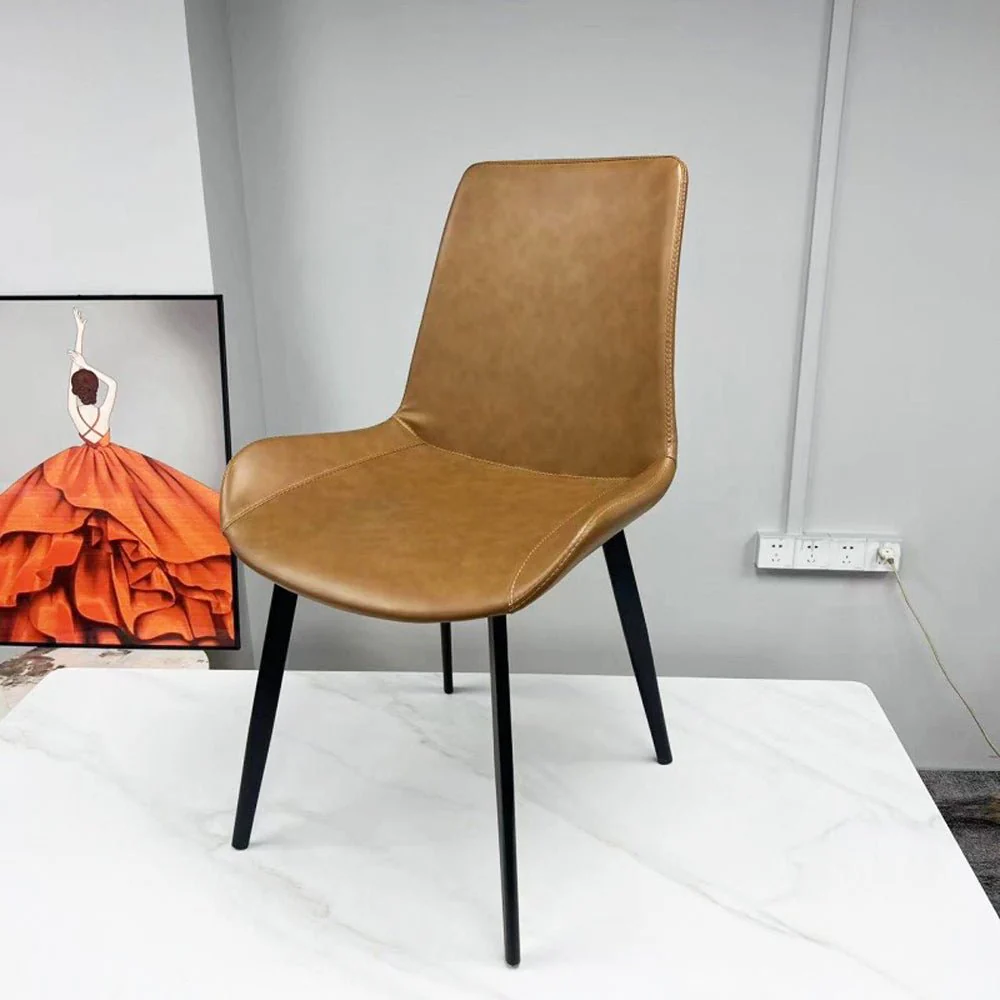 Set of 2 Delilah Dining Chairs - Brown PU Leather - Image 6