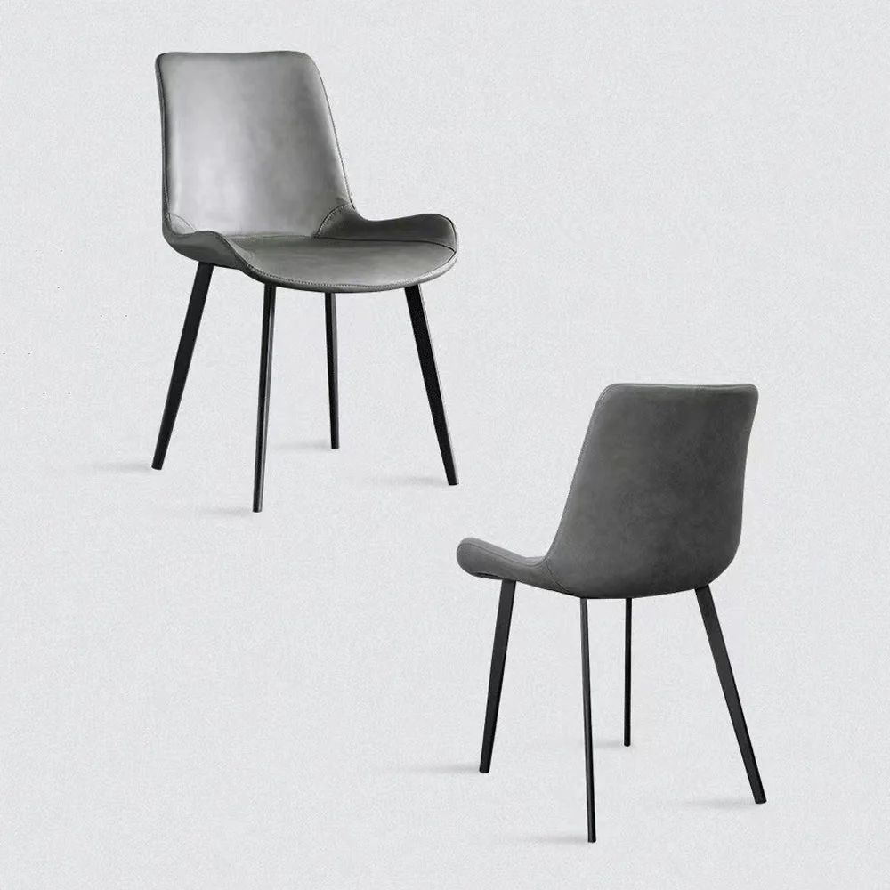 Set of 2 Delilah Dining Chairs - Grey PU Leather