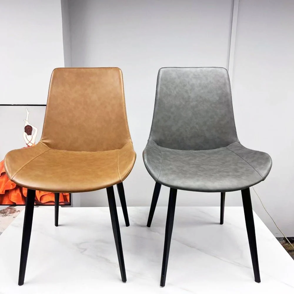Set of 2 Delilah Dining Chairs - Grey PU Leather - Image 4