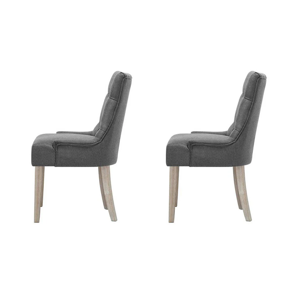 Set of 2 Dining Chair CAYES French Provincial Chairs Wooden Fabric Retro Cafe - Image 3